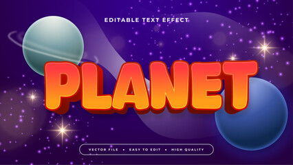Wall Mural - Blue orange and purple violet planet 3d editable text effect - font style