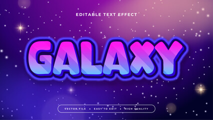 Wall Mural - Black purple violet and blue galaxy 3d editable text effect - font style
