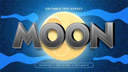 Wall Mural - Gray grey yellow and blue moon 3d editable text effect - font style