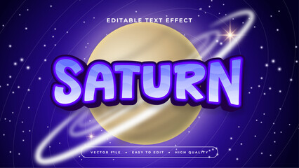 Wall Mural - Blue yellow and purple violet saturn 3d editable text effect - font style