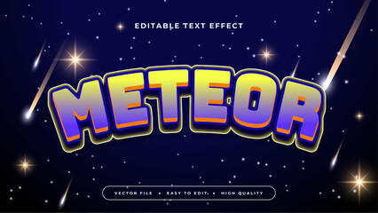 Wall Mural - Blue yellow and purple violet meteor 3d editable text effect - font style