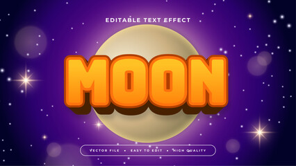 Wall Mural - Orange yellow and purple violet moon 3d editable text effect - font style