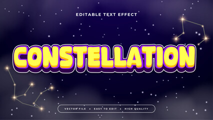 Wall Mural - Yellow blue and purple violet constellation 3d editable text effect - font style