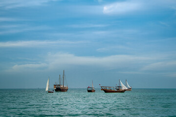 Wall Mural - Traditional Dhow Boat Festival Katara Beach Qatar