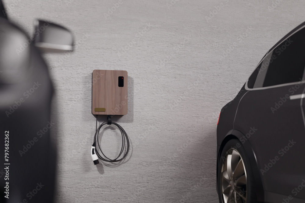 Wallbox EV electric vehicle charger Installed in buildings for sevice ...