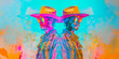 Fantasy hologram abstraction two men in hats