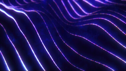 Wall Mural - Purple energy glowing magic stripes waves lines high technology digital with light beams from energy particles. Abstract background