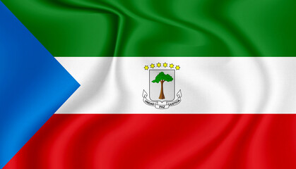 Wall Mural - equatorial guinea national flag in the wind illustration image