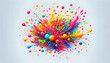 an explosion of vibrant paint splatters creating a dynamic burst of colors against a white background
