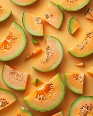 Wall Mural - top view of melon background