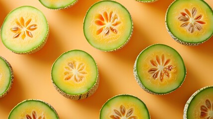 Wall Mural - top view of melon background