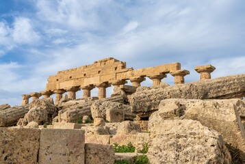 Sticker - view of Temple C at Selinunte in Sicily