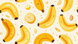 Illustration of yellow bananas and lemon slices scattered on a light background, depicting a vibrant, fresh fruit pattern.