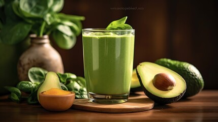 Poster - Avocado and spinach smoothies concept Generative AI