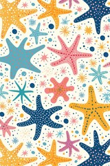 Wall Mural - flat illustration of starfish with calming colors