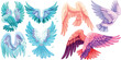 Cute angel wings. Cartoon angels wing set
