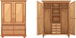 Wood wardrobe. Wooden empty dresser wardrobe vector illustration