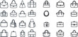 Bag and purse black thin line icons