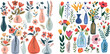 Bouquet maker - different flowers and vases vector elements