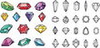Diamond or brilliants icons set
