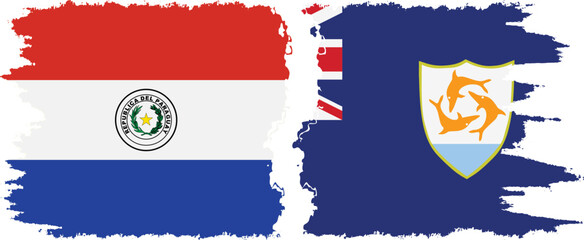Anguilla and Paraguay grunge flags connection vector
