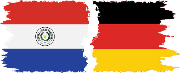 Germany and Paraguay grunge flags connection vector