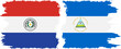 Nicaragua and Paraguay grunge flags connection vector