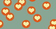Image of multiple heart icons floating against pale green background