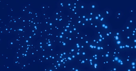 Canvas Print - Image of multiple blue spots of light floating on a dark blue background