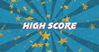 Image of high score text over star and stripes pattern