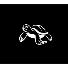 Wall Mural - Simple cartoon turtle , simple lines, simple, logo, black background 