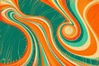 Funky Abstract Background: 70s Psychedelic Vibrant Music Cover with Retro Orange Teal Gradients