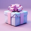 Elegant Gift Box with Shiny Purple Ribbon in Pastel Tones