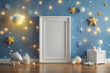 Wall Mural - Kids room blank frame mockup