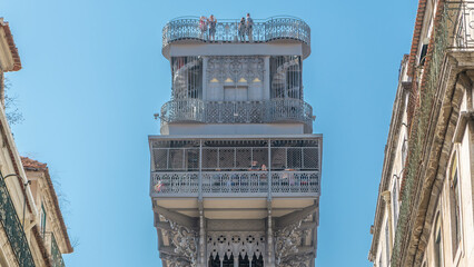 Wall Mural - Top ot Santa Justa Elevator timelapse in Lisbon, Portugal.