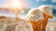 Ice Cream Cones on Sunny Beach Day