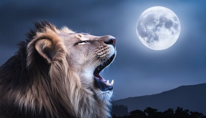 Wall Mural - portrait of a lion lion, animal,  mane, wild, wildlife, zoo, king, nature moon