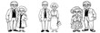 Grandma and Grandpa . Fictional Characters. Black and White Cartoon. Design for greeting cards. Generated by Ai