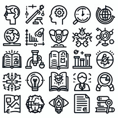 outline knowledge icon set silhouette vector illustration white background