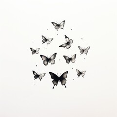 Wall Mural - Group of butterflies celestial drawing animal sketch.