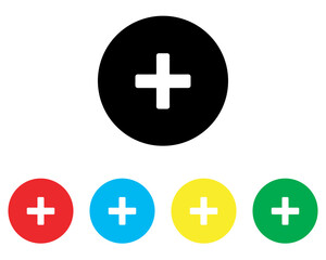 Fototapete - Add icon vector. Plus sign symbol in trendy flat style. Set elements in colored icons. Medical cross vector icon illustration isolated on white background