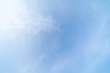 Wall Mural - Clear blue sky with white fluffy clouds at noon. Day time. Abstract nature landscape background.