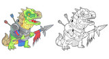 Fototapeta Dinusie - fantasy dinosaur knight, illustration design