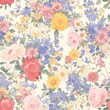 © Flow_control - Elegant Watercolor Peony Pattern with Pastel Tones Vintage Floral Elegance: Timeless Garden Illustration. Design for background, graphic design, print, poster, interior, packaging paper