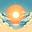 sun and clouds sun, sky, cloud, vector, clouds, summer, illustration, weather, nature, sea, design, light, blue,Ai generated 