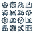 outline supply chain icon set silhouette vector illustration white background