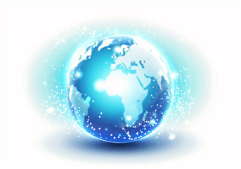Wall Mural - Earth globe in the center of blue abstract background