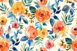 Seamless pattern of watercolor vintage flowers.
