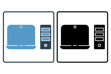 Poster - computer monitor icon. icon related to education and online education. suitable for web site, app, user interfaces, printable etc. solid icon style. simple vector design editable