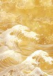 Golden Wave Celebration: Elegant Japanese Pattern on Sparkling Cloud Background